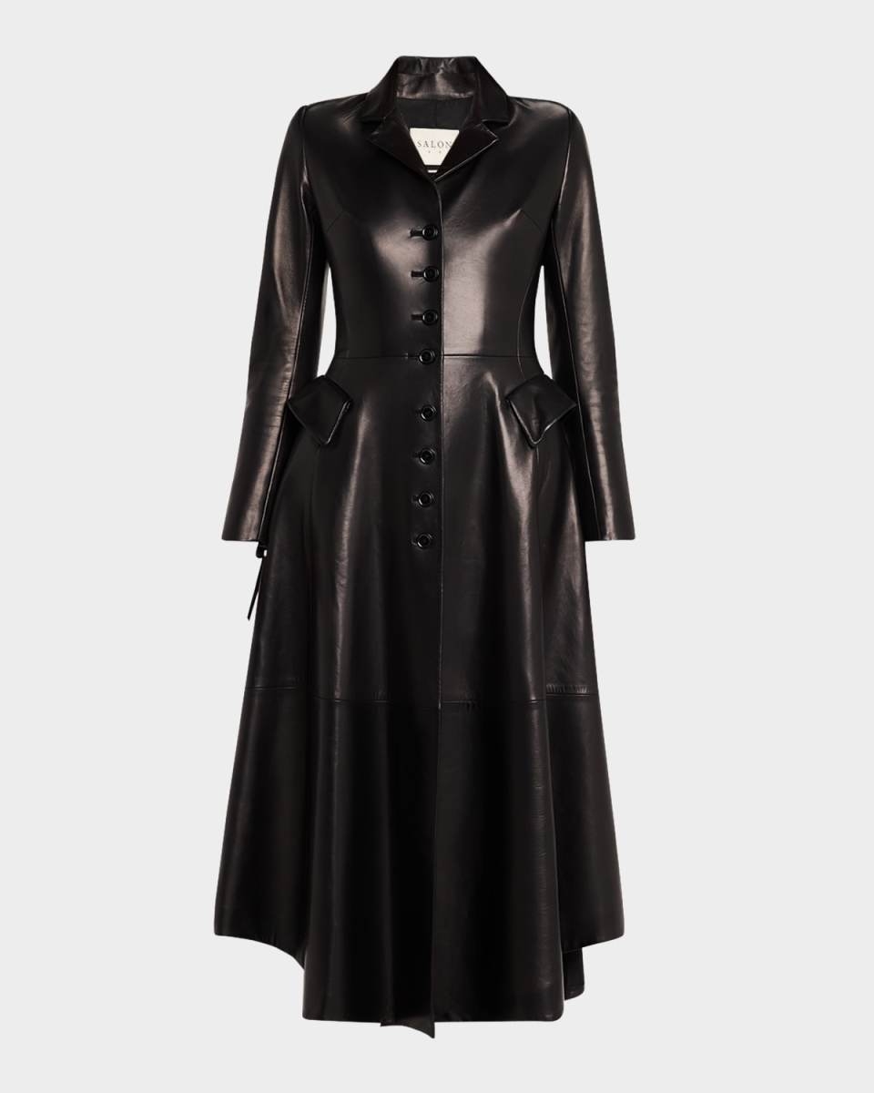 Rossetto Laced Leather Long Coat
